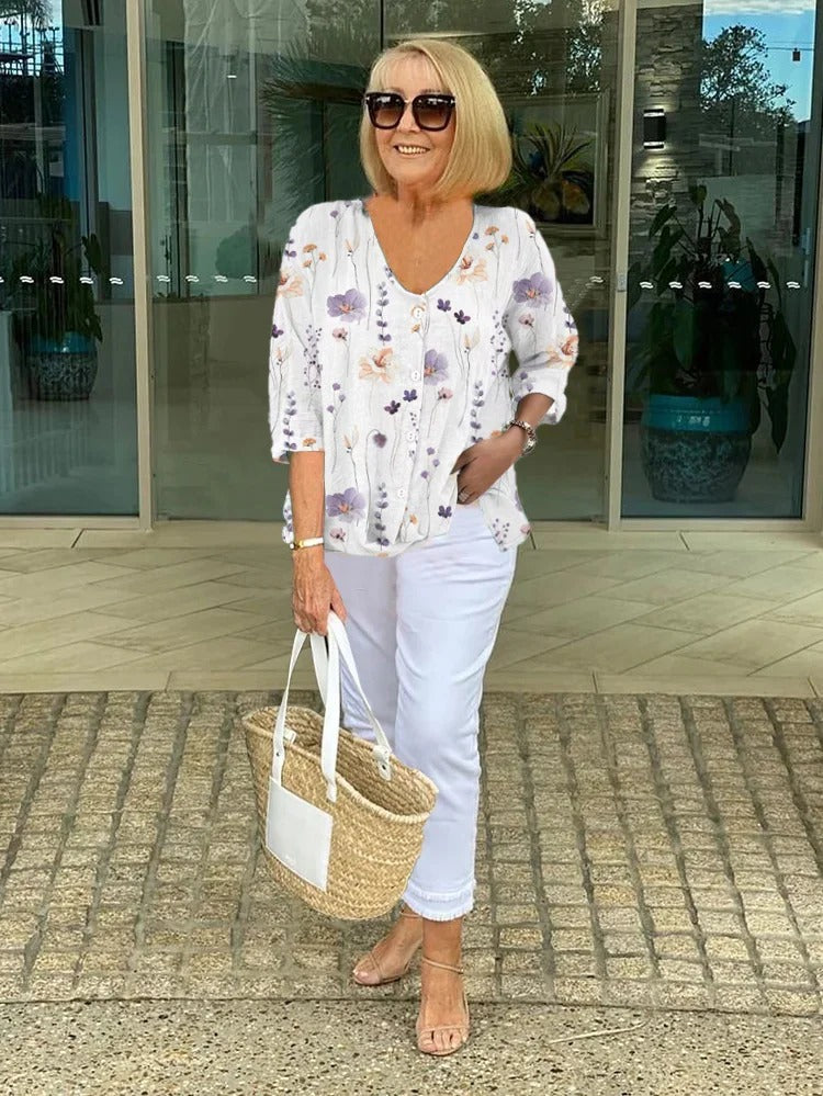 Joanne — Printed Button Tunic