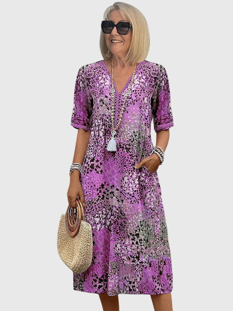 Yvonna™ | Elegant Floral Midi Dress