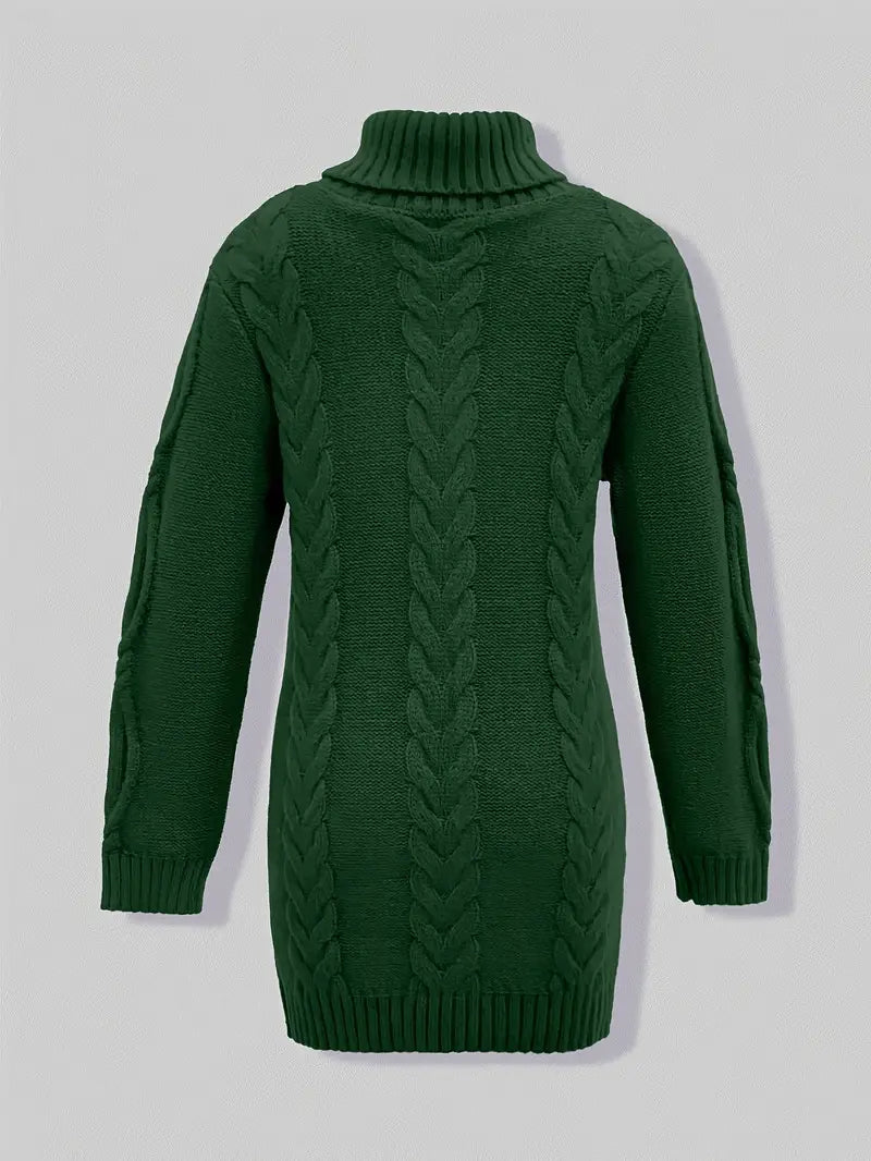 Chunky Cable Knit Turtleneck Dress