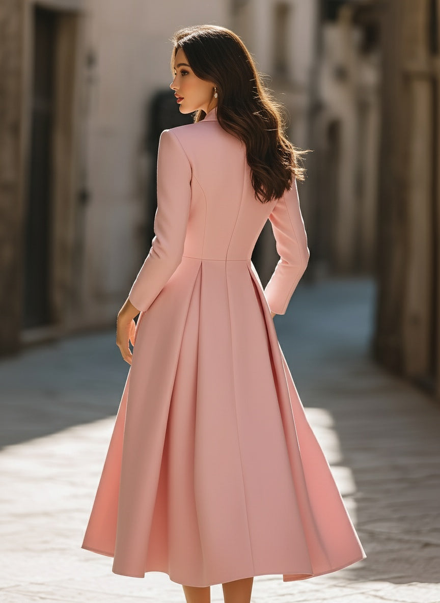 Pleated Blazer Midi Dress