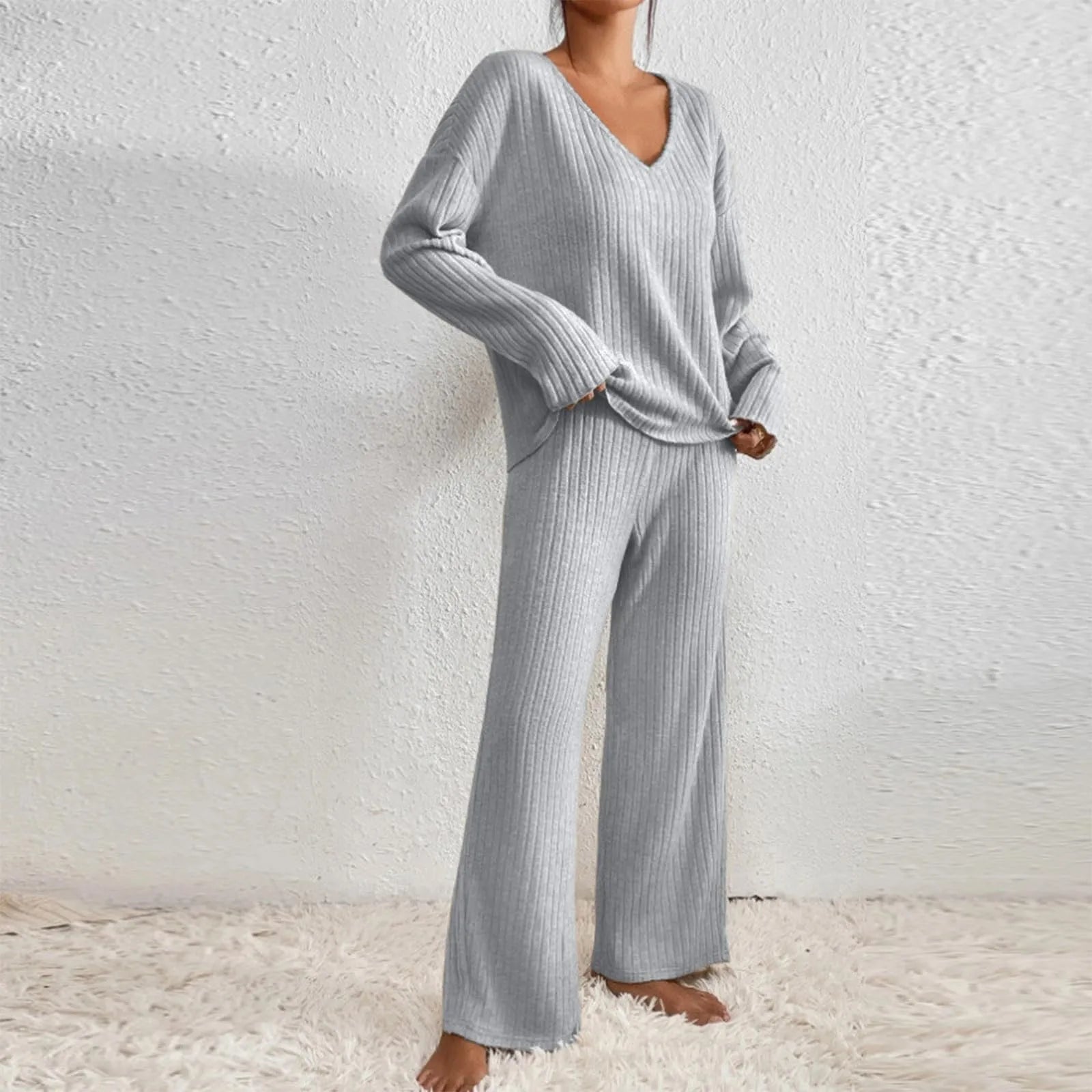Ribbed 2-piece set-style and comfort in one