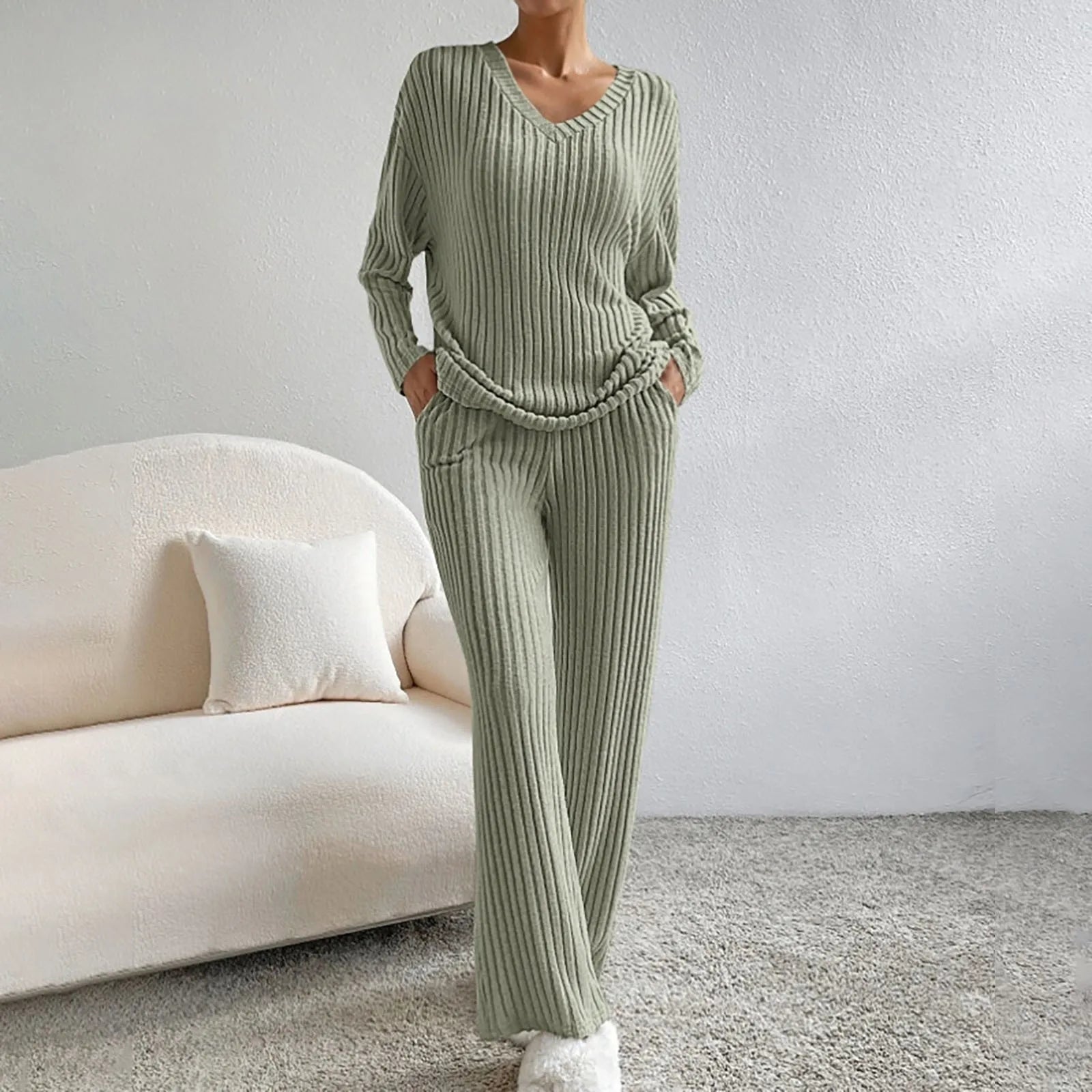 Ribbed 2-piece set-style and comfort in one