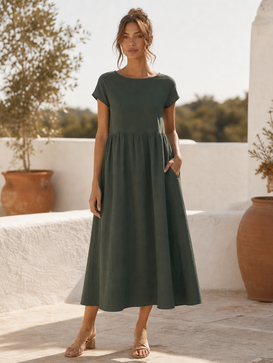 Giselle casual pocket dress, full-length view