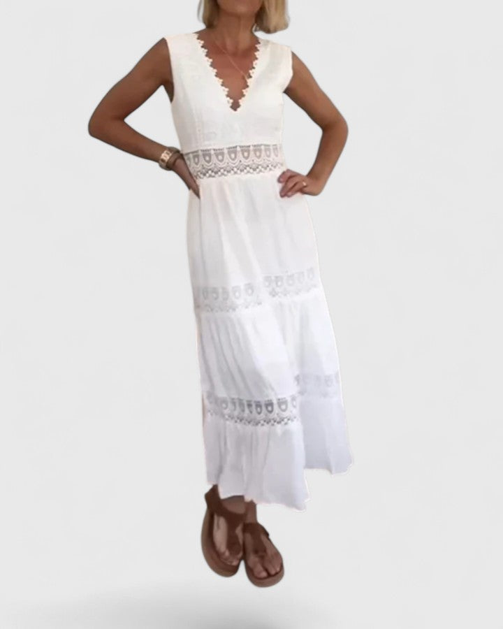 Alena — Tiered V-Neck Midi Dress