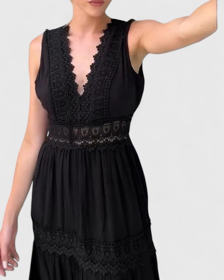 Alena — Tiered V-Neck Midi Dress