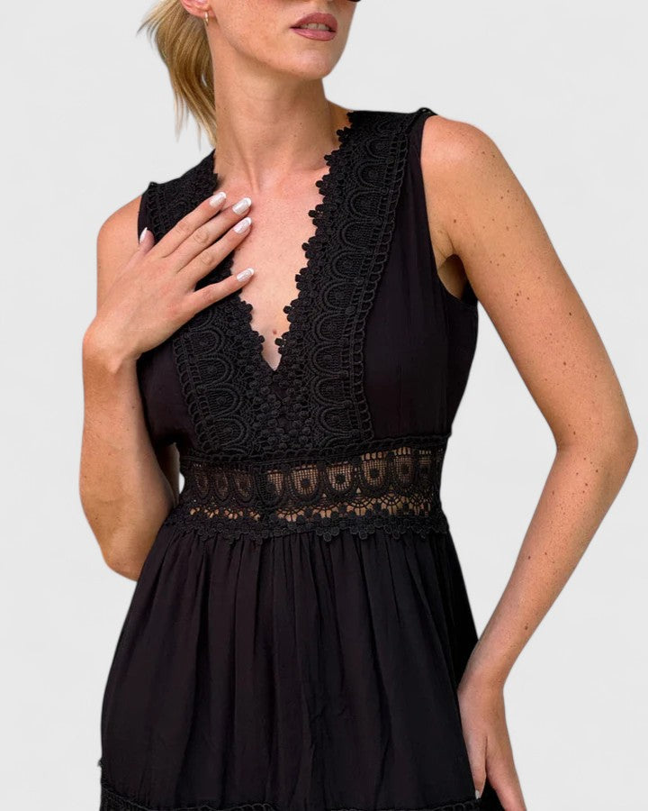Alena — Tiered V-Neck Midi Dress
