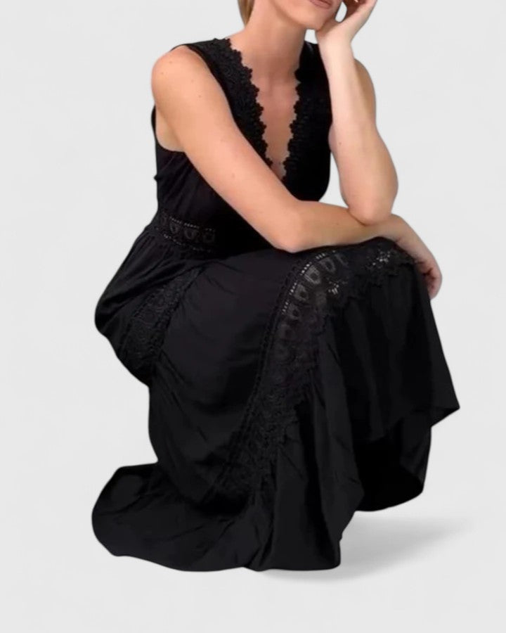 Alena — Tiered V-Neck Midi Dress