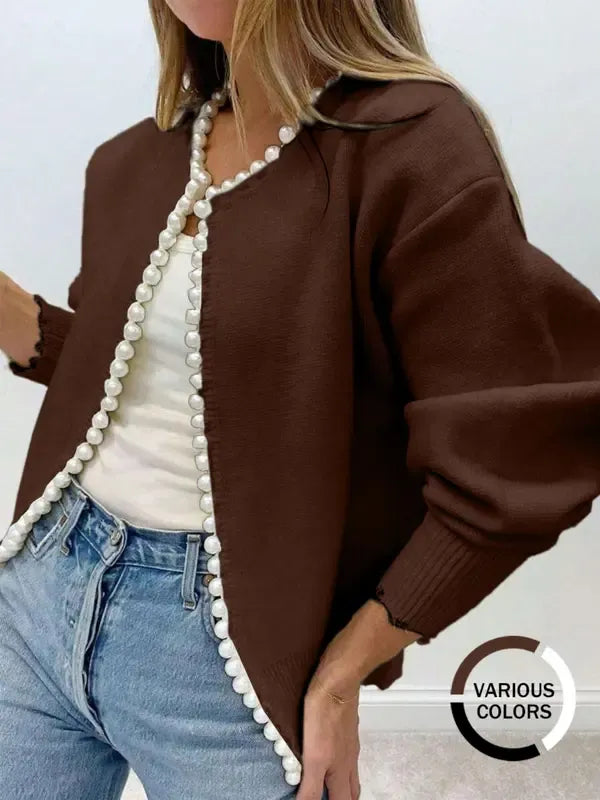 Pearl Trim Cropped Sweater