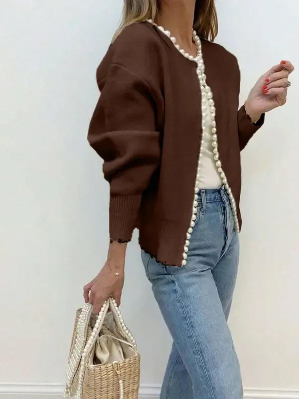 Pearl Trim Cropped Sweater