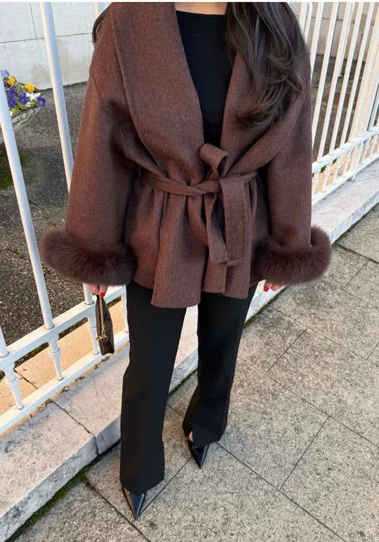 Faux Fur Collar Wool Coat