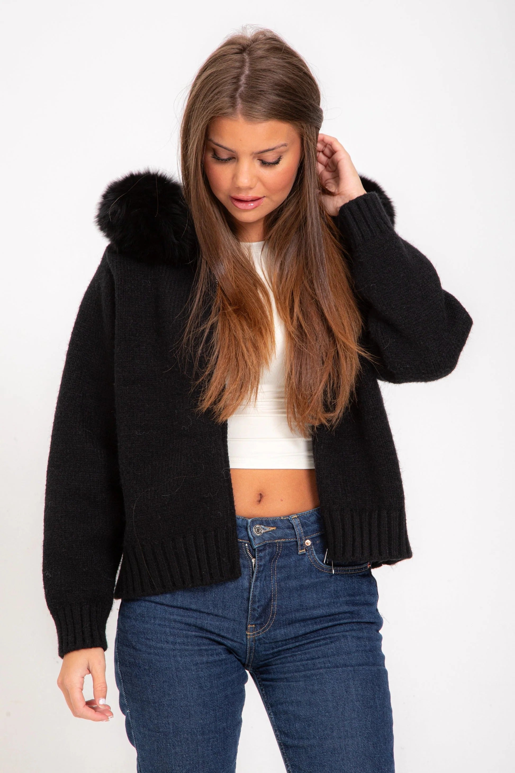 Satin Faux Fur Cropped Jacket