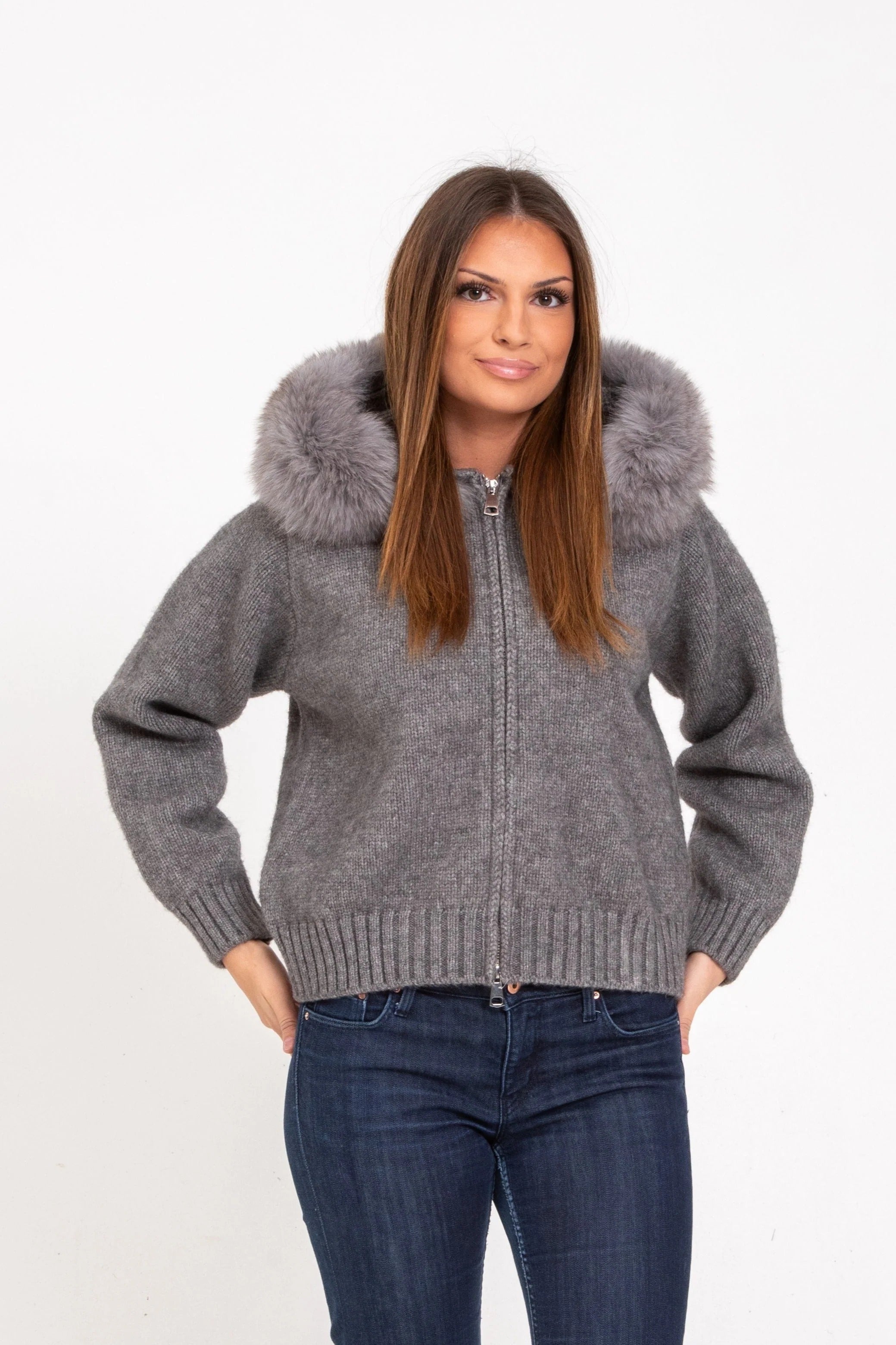 Satin Faux Fur Cropped Jacket