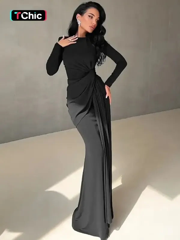 Crimson Ruched Maxi Dress