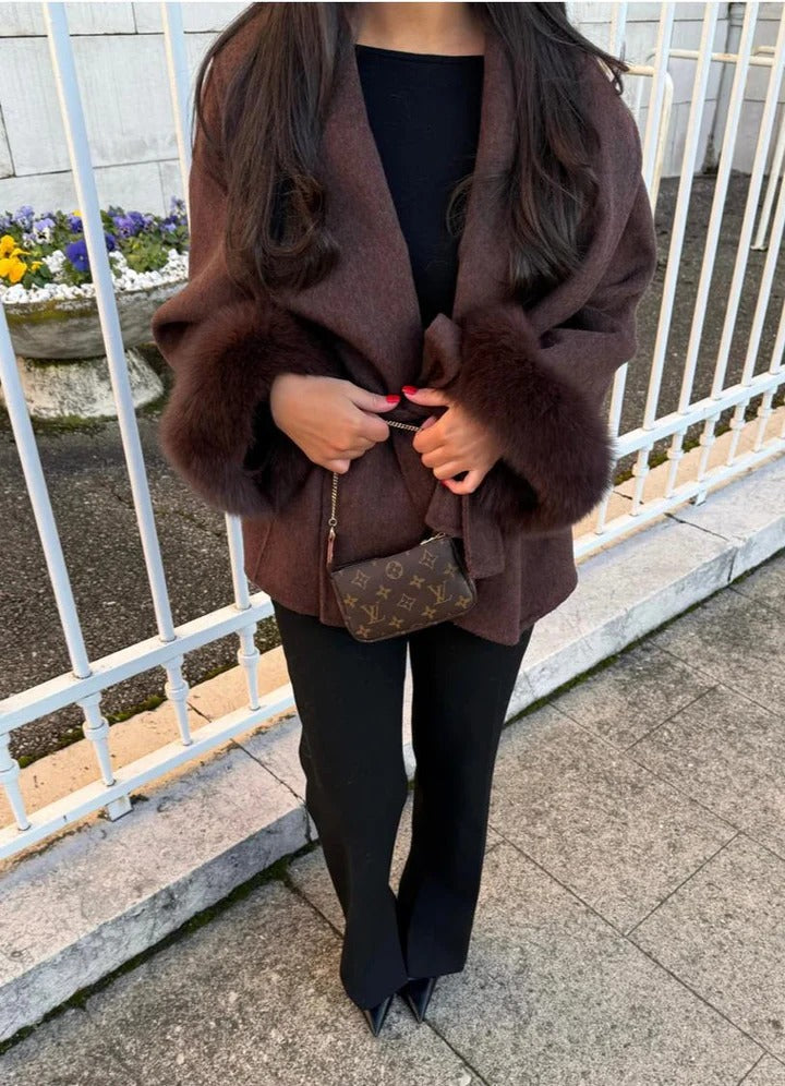 Faux Fur Collar Wool Coat