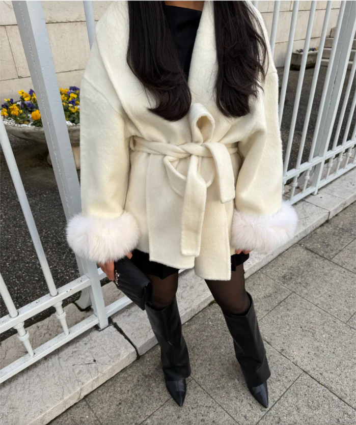 Faux Fur Collar Wool Coat