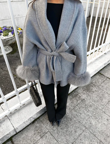 Faux Fur Collar Wool Coat