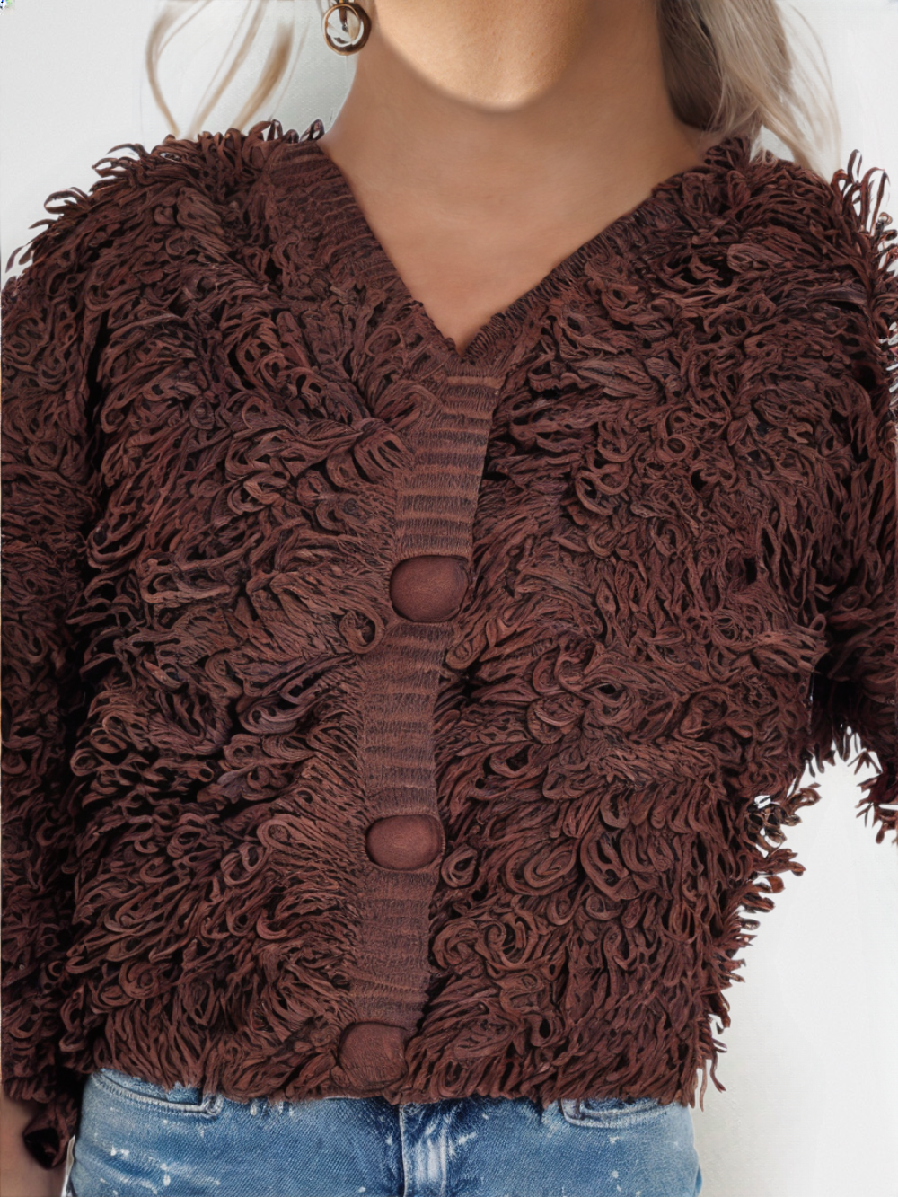 Fringed Hem Knit Cardigan