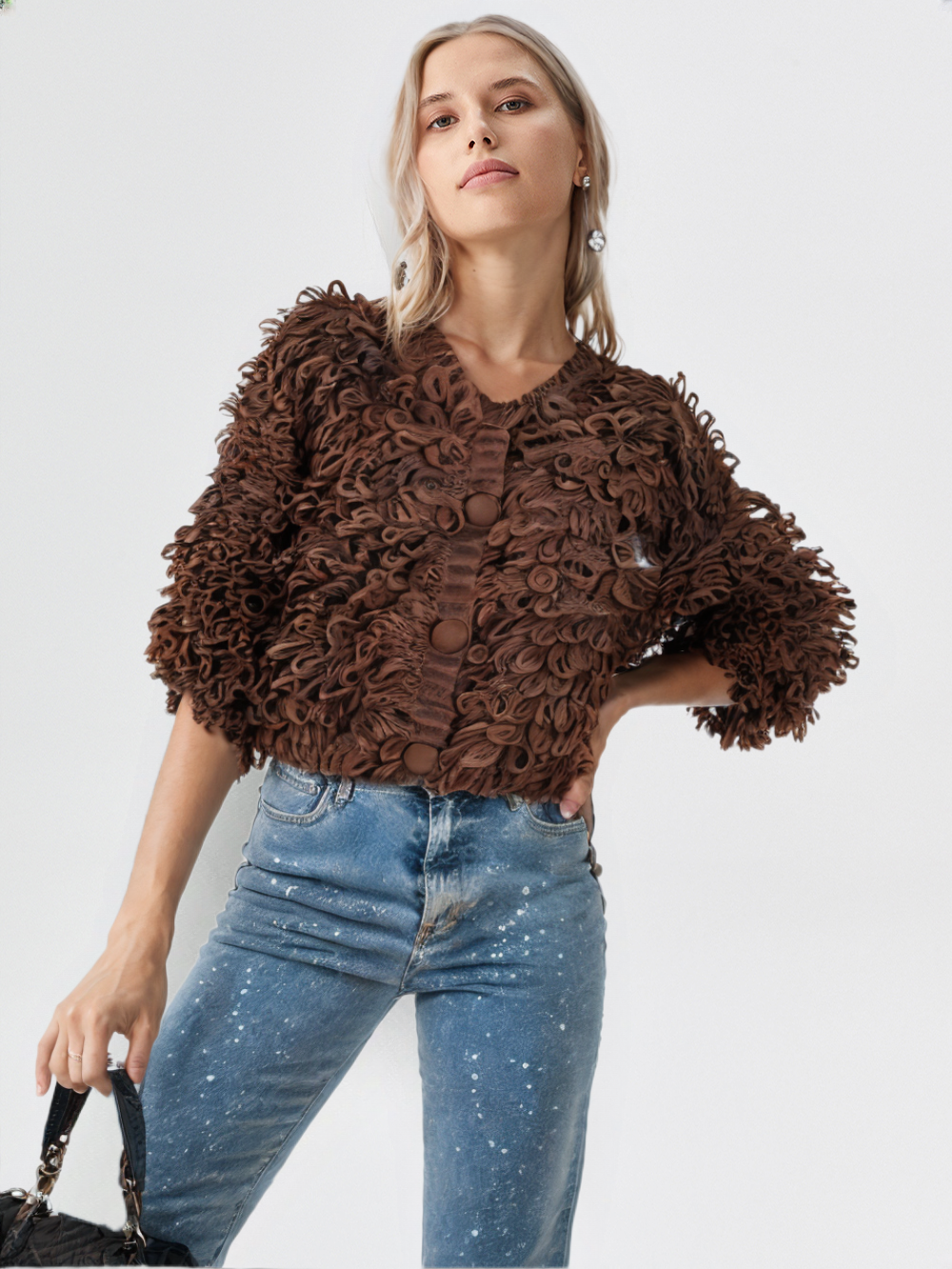 Fringed Hem Knit Cardigan