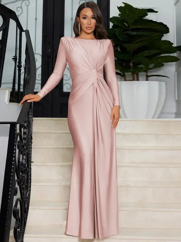 Crimson Ruched Maxi Dress