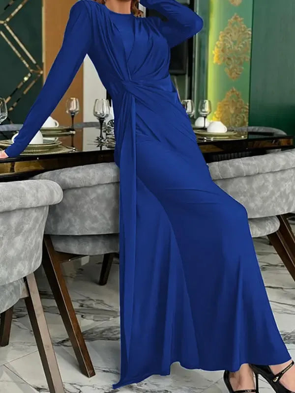 Crimson Ruched Maxi Dress