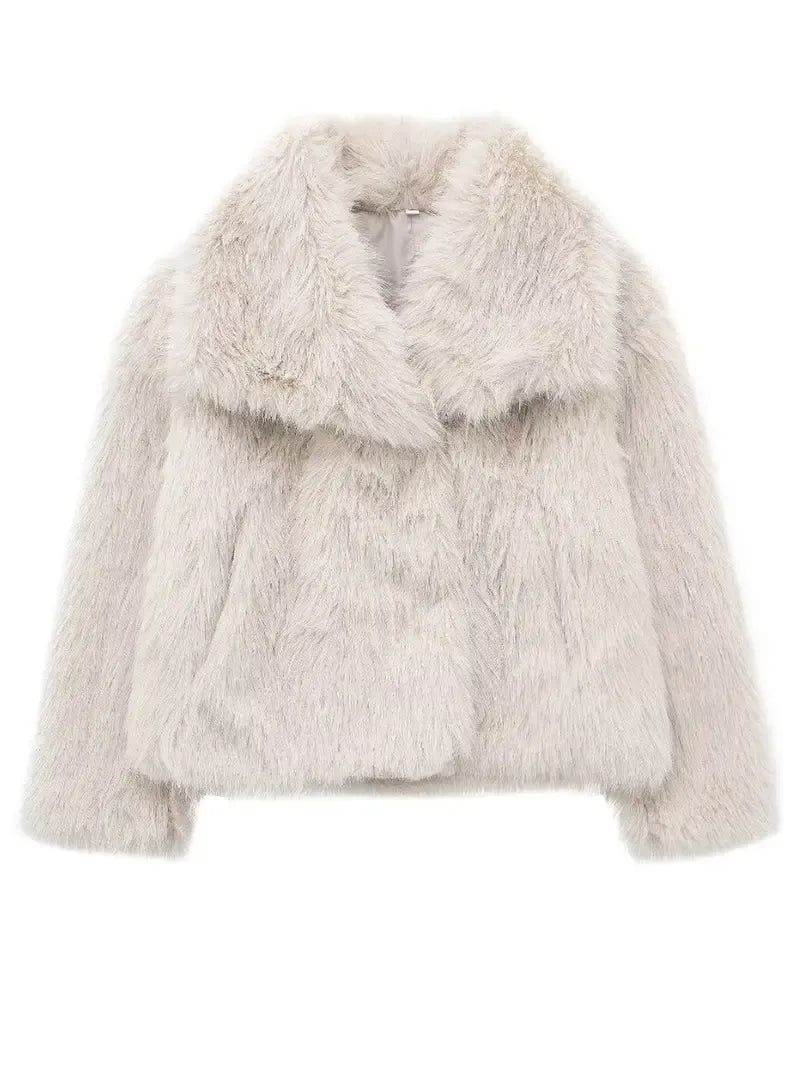 Faux Fur Collar Cropped Jacket