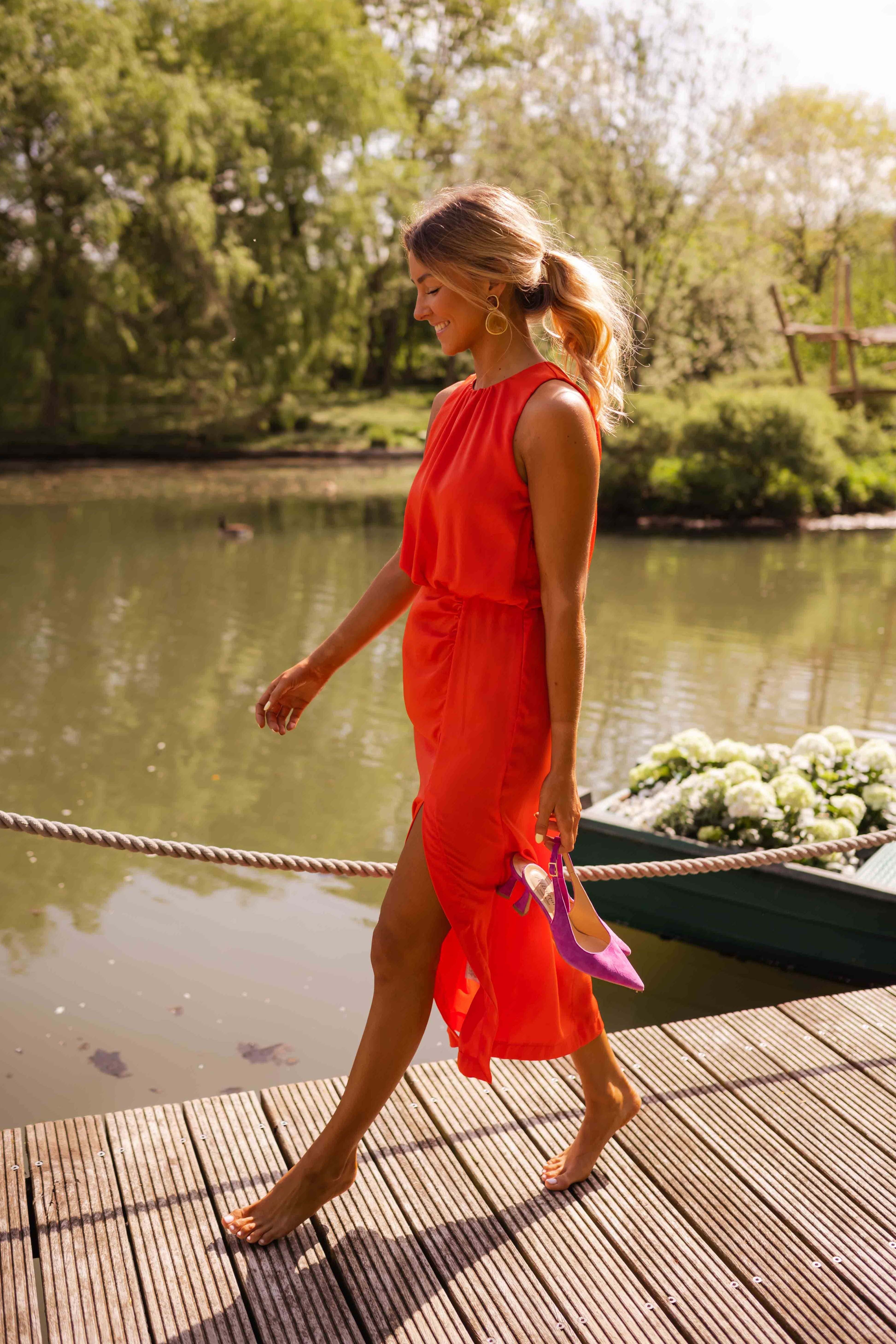 Sleeveless High Neck Midi Dress