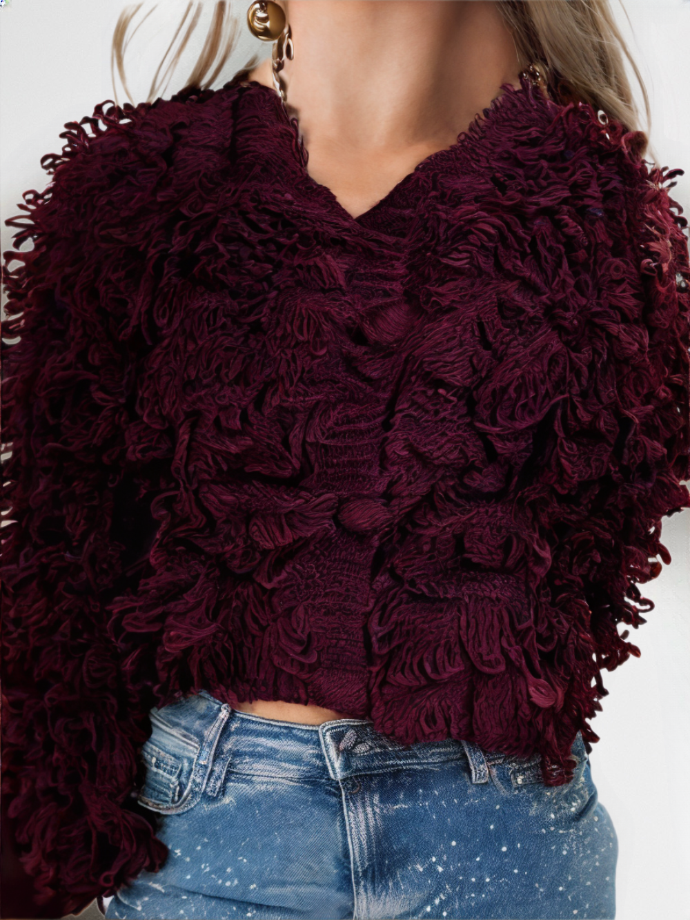 Fringed Hem Knit Cardigan