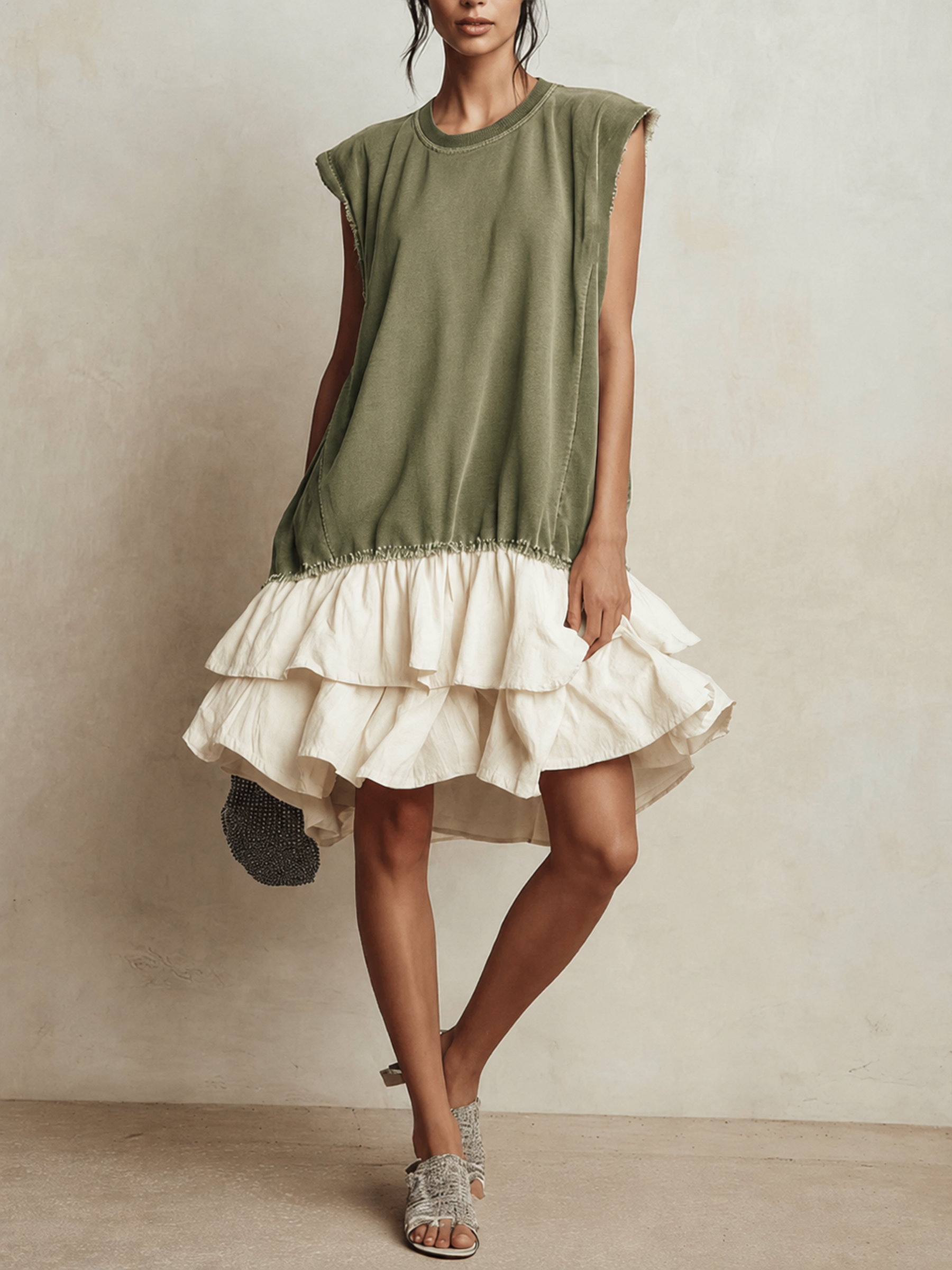 Tiered Ruffle Hem Sleeveless Mini Dress