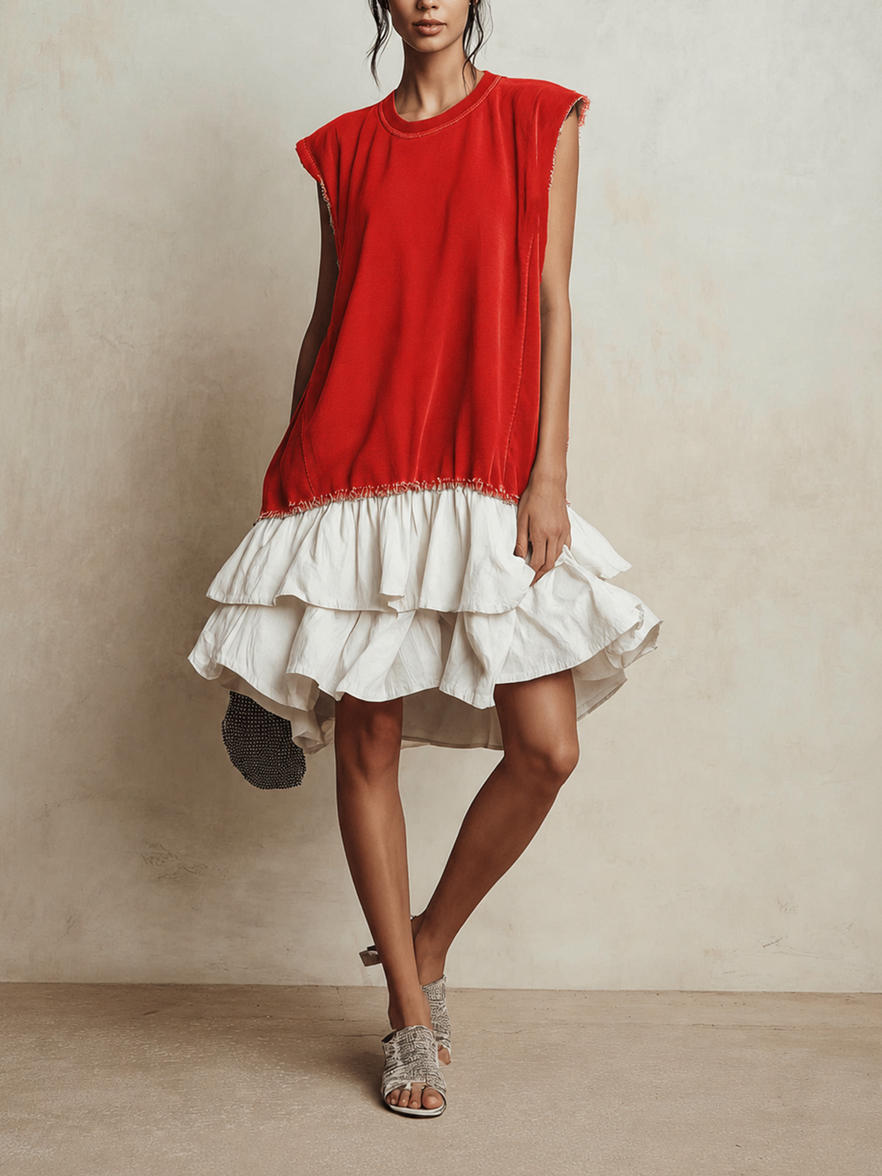 Tiered Ruffle Hem Sleeveless Mini Dress