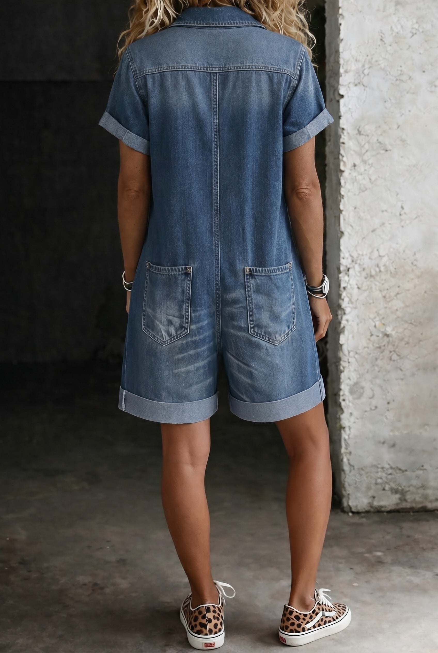Nora | Casual Denim Jumpsuit Shorts