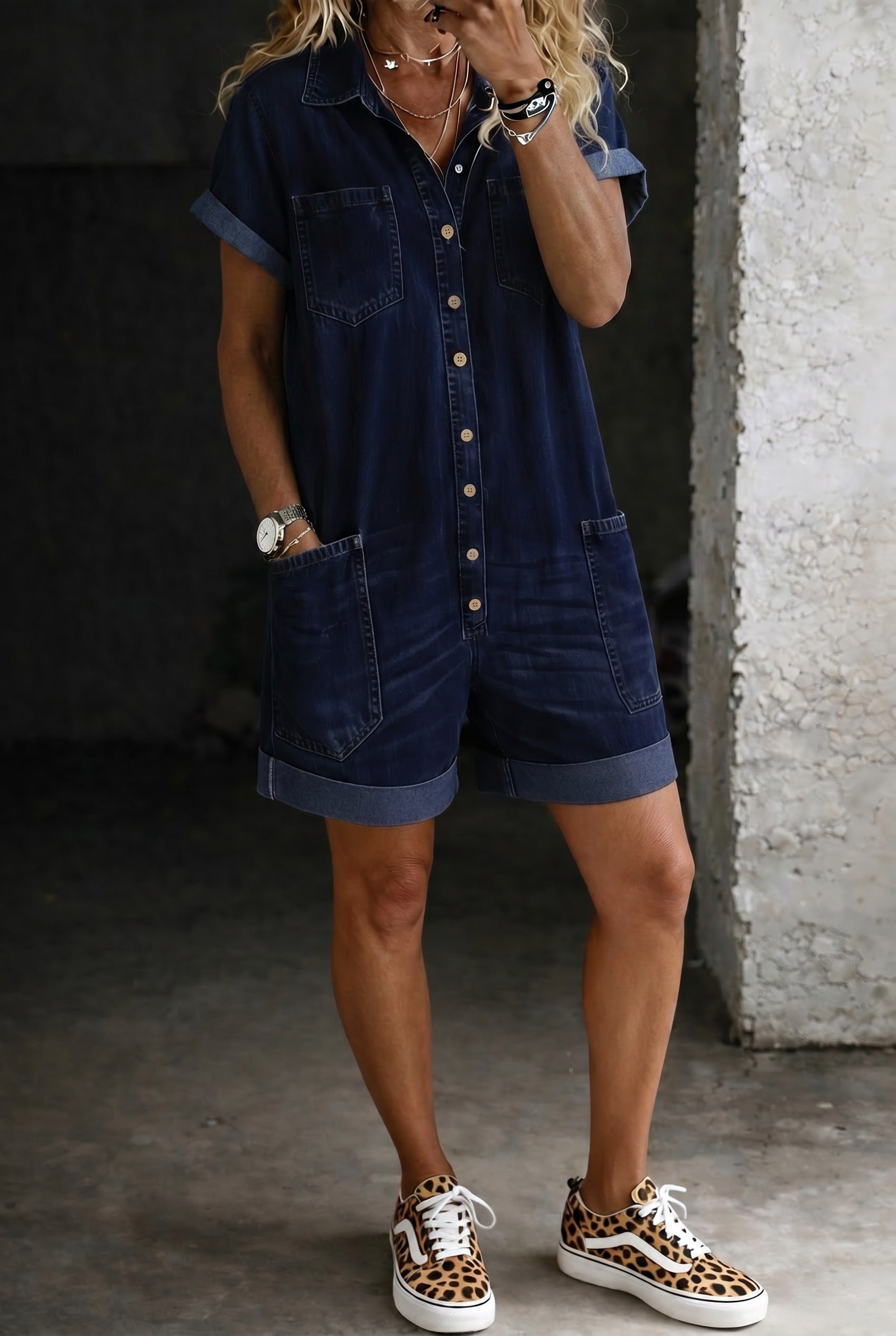 Nora | Casual Denim Jumpsuit Shorts