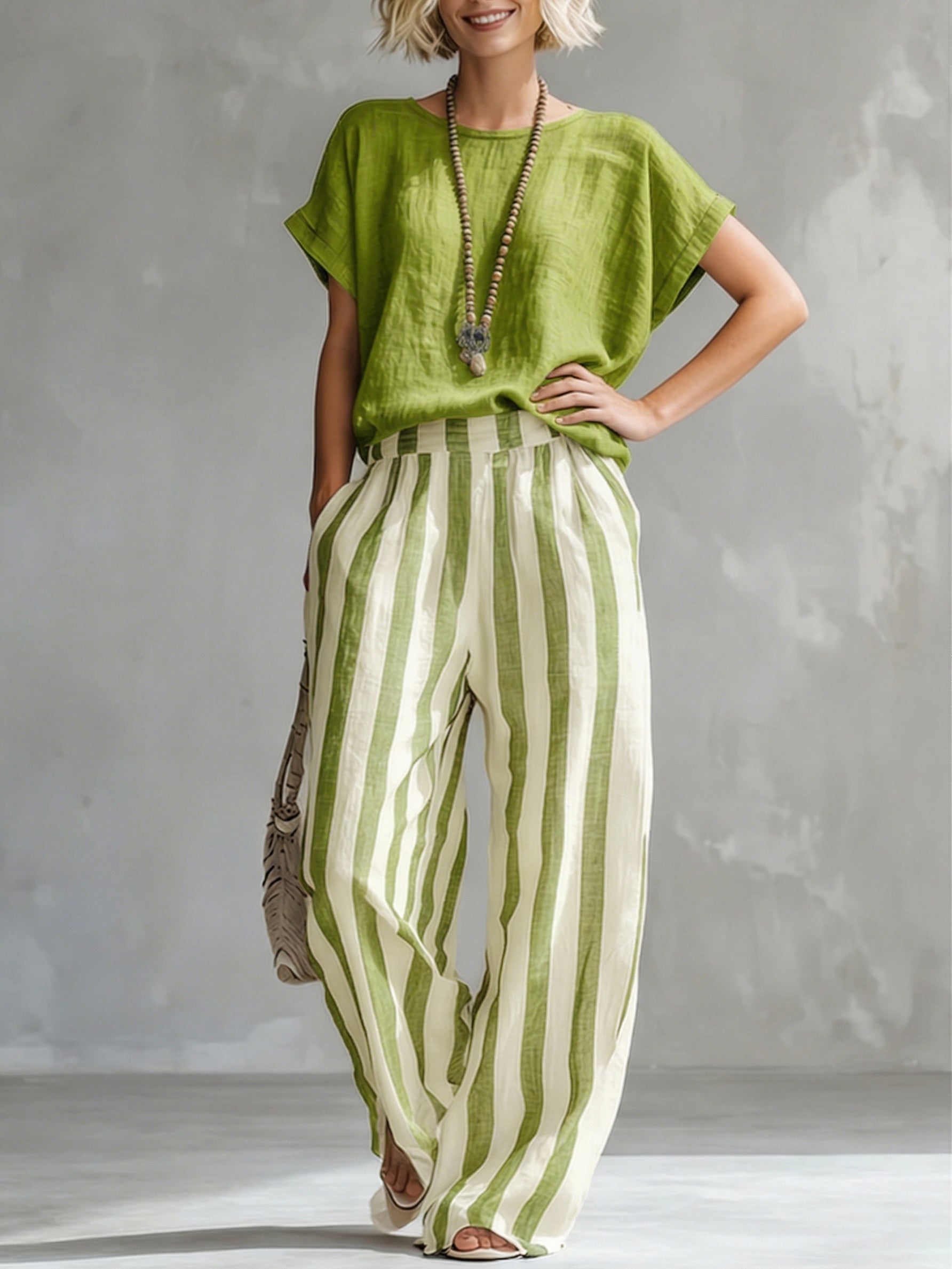 Coretta — Striped Cotton Linen Set