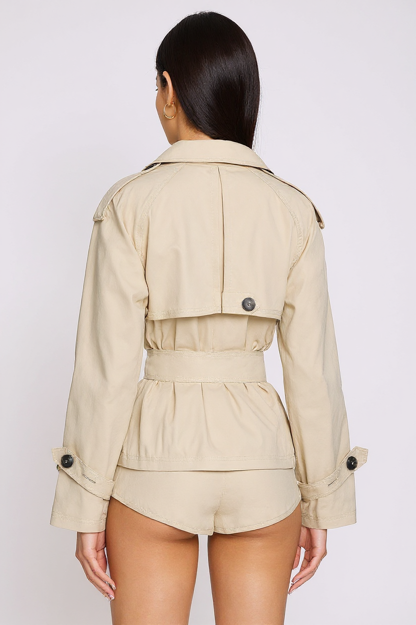 Petite Double-Breasted Trench Coat
