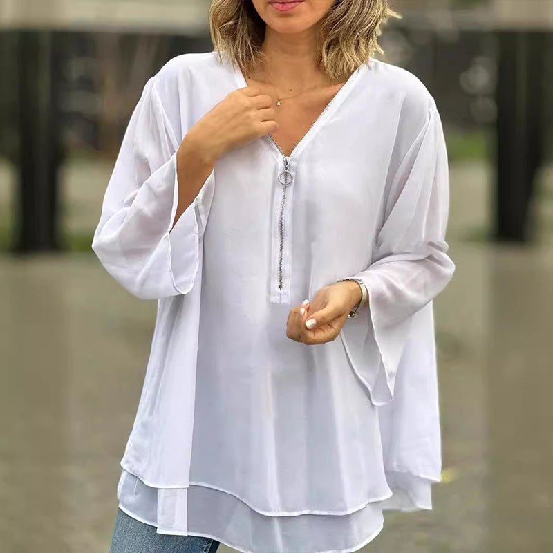 Lorelai — Chiffon Zip Blouse