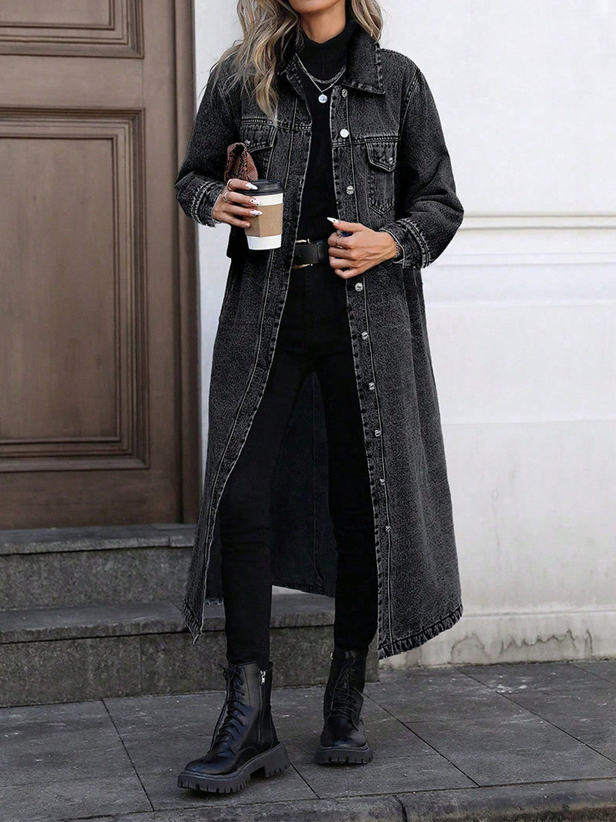Stylish Long Denim Jacket