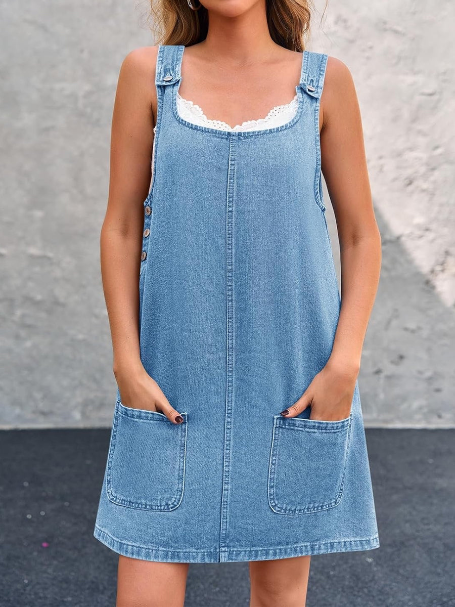 Casual Denim Overall Dress