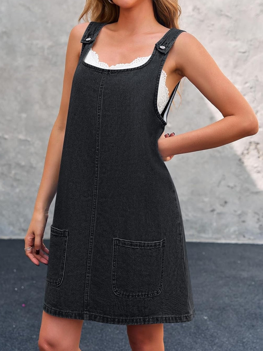 Casual Denim Overall Dress