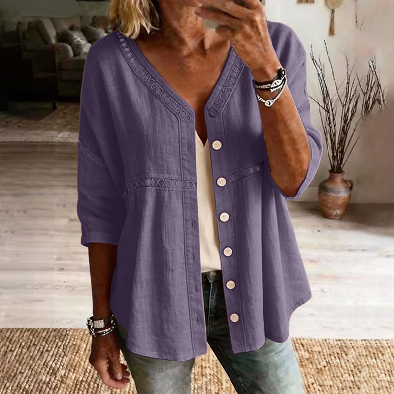 Ondine blouse, lace trim detail